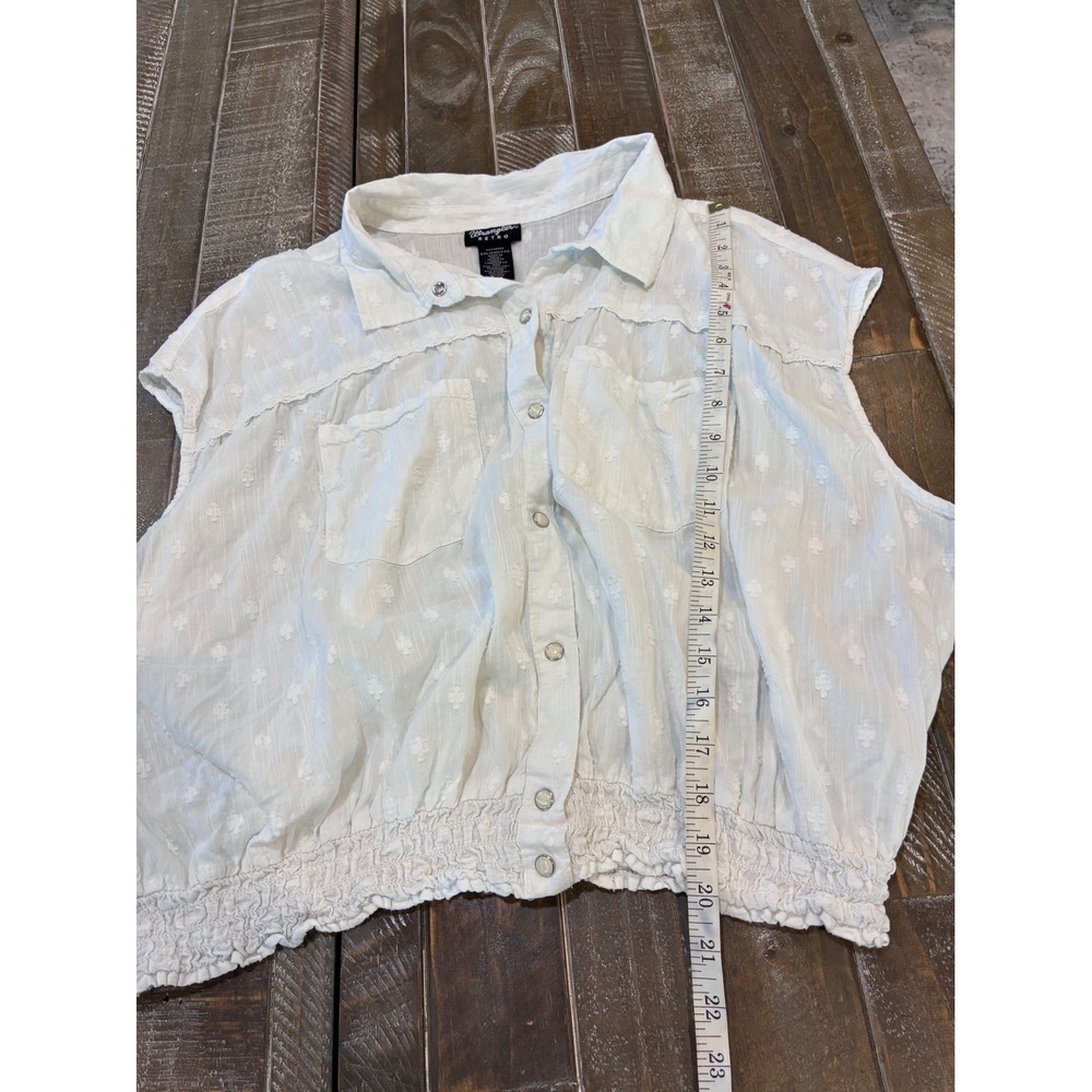 Wrangler‎ Retro Womens Cowgirl Rodeo Cottagecore Smocked Snap Button Top XXL - Picture 7 of 7